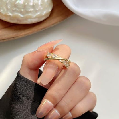 1 Piece Gold Colombian Crystal Adjustable Open Ring, Boho Style for Parties, Weddings, Casual Wear & Gift for Women