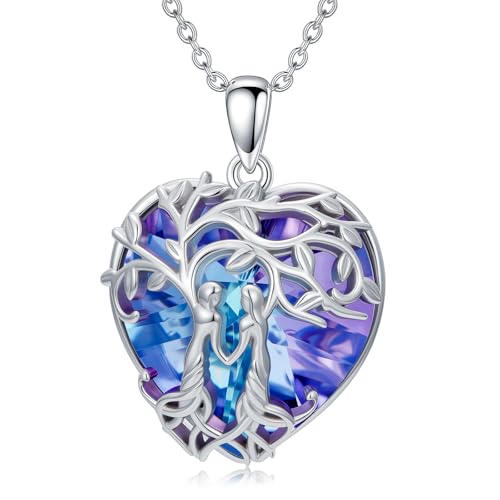 925 Sterling Silver Necklace Gifts for Women Crystal/Opal Jewelry Pendant Christmas Birthday Gift - style: Sister-B