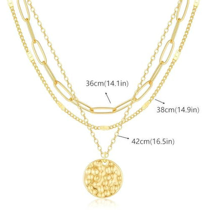 3Pcs Set Gold/Silver Layered Necklaces 14K Gold Plated Dainty Coin Pendant Beaded Paperclip CZ Chain for Women Hypoallergenic Stackable Choker Necklace Set Gifts - color: Gold 3 Pcs Coin