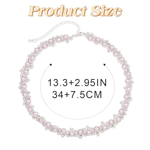 JEAIRTS Pearl Rhinestone Choker Necklace Sparkly Collar Jewelry for Women | Trendy pearls chokers,bling crystal formal prom wedding necklaces