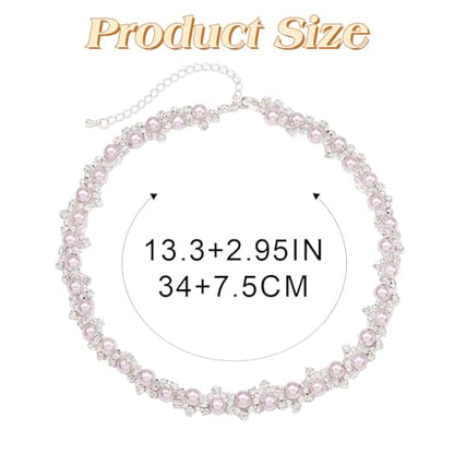 JEAIRTS Pearl Rhinestone Choker Necklace Sparkly Collar Jewelry for Women | Trendy pearls chokers,bling crystal formal prom wedding necklaces