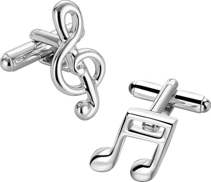 HAWSON Various Unique Cuff Links Mens, Animal/Tactical/Music/Holiday/Cufflinks, Themed Wedding Dinner Party Gift Suit Accessories - style: Musical Notes Treble Clef