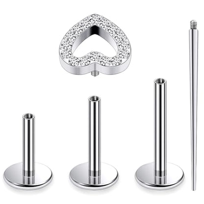 16G Astm F136 Titanium Internal Thread Flat Back Earrings Nose Studs Tragus Forward Helix Conch Cartilage Lobe Earrings Stud Medusa Labret Monroe Lip Ring Piercing Jewelry For Women Men - size: 16G--Style B-CZ