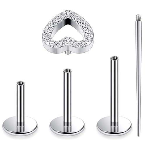 16G Astm F136 Titanium Internal Thread Flat Back Earrings Nose Studs Tragus Forward Helix Conch Cartilage Lobe Earrings Stud Medusa Labret Monroe Lip Ring Piercing Jewelry For Women Men - size: 16G--Style B-CZ