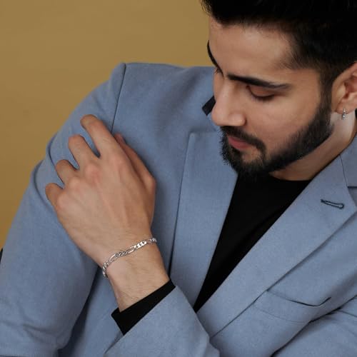LeCalla Solid 925 Sterling Silver Figaro Link Chain Bracelet | Italian Diamond-Cut Figaro Chain Bracelet for Women Men (7, 7.5, 8, 8.5, 9 Inches) - color: 5 MM, size: Length 7.5 IN (Women Medium & Men Small)