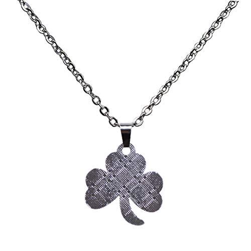 FM FM42 Temperature Sensing Color Changing Pendant Necklace with 19.29" Stainless Steel Rolo Chain - color: Clover