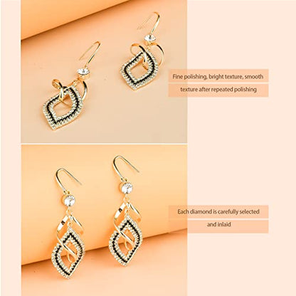 Bohemian Long Drop Dangle Earrings for Women, Chic Boho CZ Wedding Jewelry | Hypoallergenic 14K Gold 925 Sterling Silver Handmade Linear SwirlWire Diamond Earrings,Christmas&Mother's Day,Gifts for Women - color: Gold