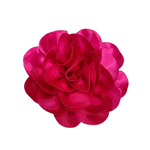 Satin Fabric Rose Flower Extra Large Big Brooches Lapel Pins Silk Camellia Oversized Pin for Women Wedding Party Dance Banquet Dresses Suit Clothes Accessories Jewelry Gifts 7.5in - color: Rose Red