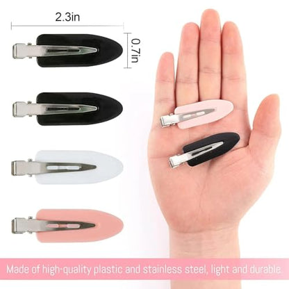 10Pcs Mini Snap Hair Clips for Bangs, No Bend Styling Barrettes, Thin Oval Sectioning Clips, Acrylic Coated Metal Hairpins for Makeup and Daily Use, Mix Color Set