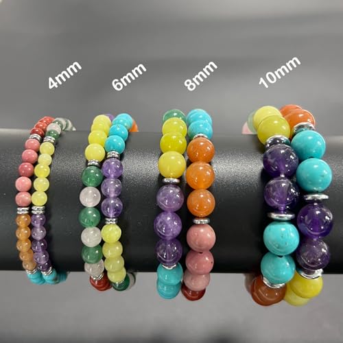 Natural Healing Gemstone Bracelet Handmade Yoga Stretch Elastic Bracelet Stress Relief Crystal Jewelry for Men and Women - color: All things cute (Good Attitude), size: 10mm