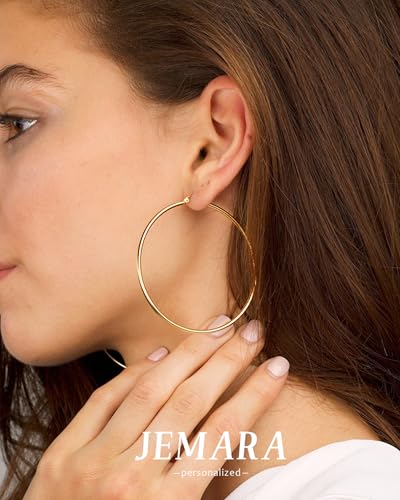 JEMARA Gold Hoop Earrings for Women Hypoallergenic Stainless Steel Large Thin Gold Hoop Earrings Lightweight Big Hoops Aretes de Acero Inoxidable para Mujer 30/40/50/60MM - color: Gold-60mm