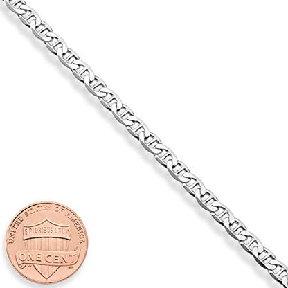 Miabella Italian Solid 925 Sterling Silver, 18Kt Gold Plated 3mm, 4mm Solid Mariner Link Chain Bracelet for Men Women, Made in Italy - color: sterling silver, size: 0.16 in width x 8 in length