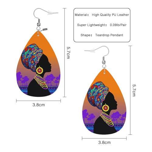 Beautiful Woman Leather Teardrop Hook Earrings African Ancient Female Elegant Earrings For Women Friends Dangle Earrings - color: Beautiful Woman