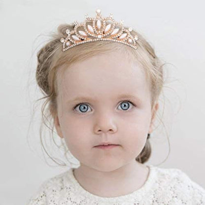 ANBALA Tiara Crown with Hair Comb, 3 Pack Mini Tiara Crown for Women Crystal Shiny Hair Accessories (Rose Gold) - color: rose gold