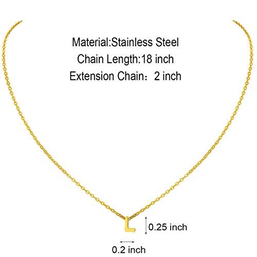MOMOL Tiny Initial Necklace 18K Gold Plated Small Letter Necklace Personalized Name Necklace for Women - color: Gold L