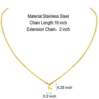 MOMOL Tiny Initial Necklace 18K Gold Plated Small Letter Necklace Personalized Name Necklace for Women - color: Gold L