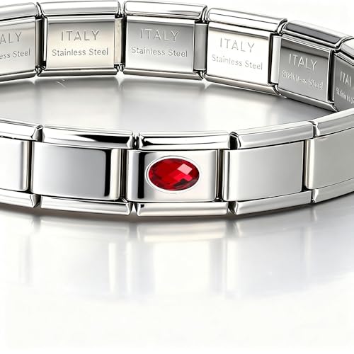 Italian Bracelet Charm,9mm,April,Birthday & Date > Birth Stone - Simple Ellipse - color: January