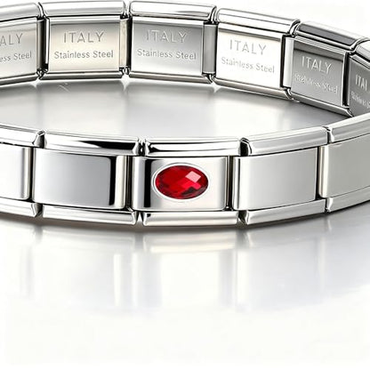 Italian Bracelet Charm,9mm,April,Birthday & Date > Birth Stone - Simple Ellipse - color: January