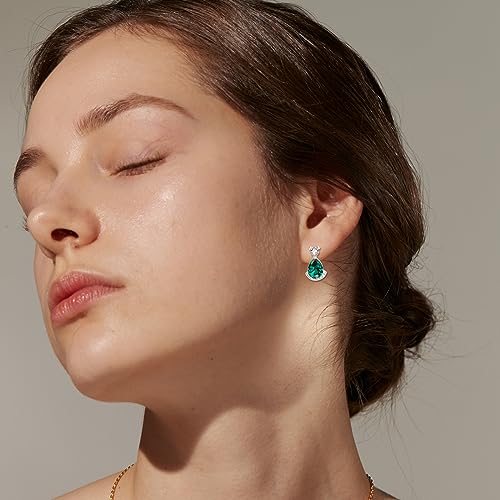 Birthstone Teardrop Crystal Stud Earrings for Women 925 Sterling Silver Solitaire Studs Halo Earrings for Birthday Gifts Teardrop Earrings for women - style: E May