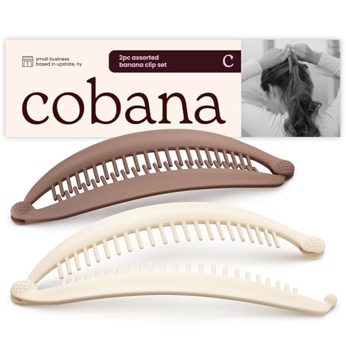 Cobana Banana Clip – Large 6'' Volumizing Hair Clip for Medium to Thick Hair – Secure Hold, No Crease, No Breakage – Hair Accessories for Women, Set of 2 (Neutral) - color: Neutral