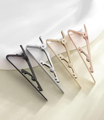 Personalized Tie Clips for Men, Custom 4-Pack Tie Bars Set with Engraved Name, Includes Tie Pins and Gift Box – Ideal for Father’s Day, Groomsmen, Graduation