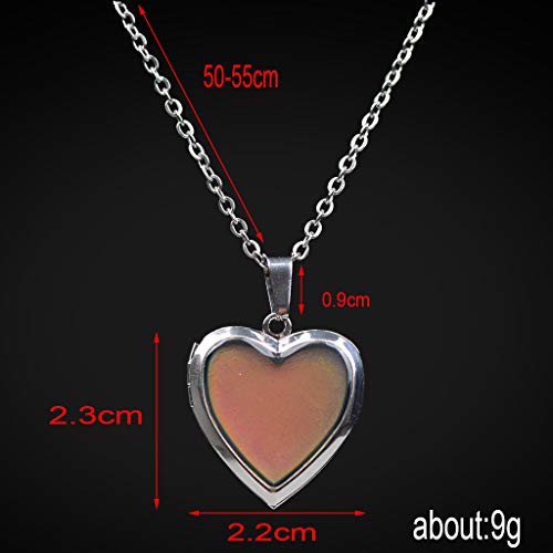 Temperature Sensing Color Changing Pendant Necklace Love Heart Butterfly Turtle Dolphin Moon Star Mood Necklace for Girl Women Gift - color: Love Heart Locket