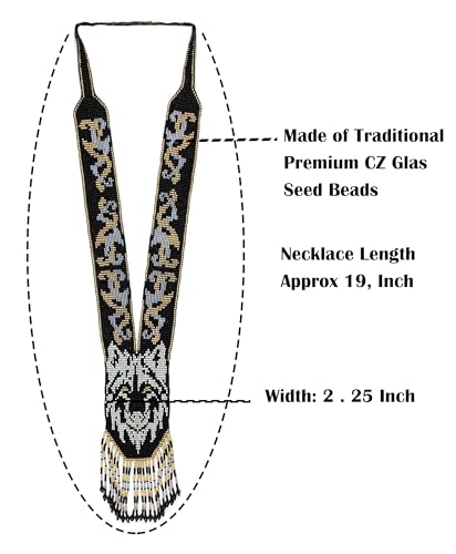 Long Beaded Necklace – Boho Native Handmade Seed Bead Tassel Necklace, Bohemian Large Statement Beaded Necklace for Women and s - color: Pattern 1