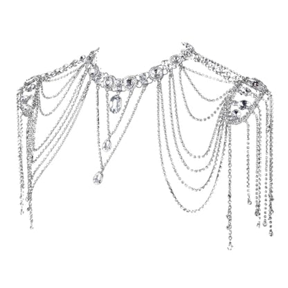 Crystals Tassels Shoulder Chain Necklace Multilayered Body Jewelry Accessory for Women Bridal Wedding Arm Supplies