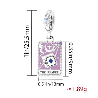 925 Sterling Silver Dangle Charm Fit Women Bracelet And Necklaces Jewelry | Medallion Pendants Beads Jewelry Charms for Women Fashion Gift Family Friends Mother's Day - color: Tarot Cards Reader Dangle Charm M1412