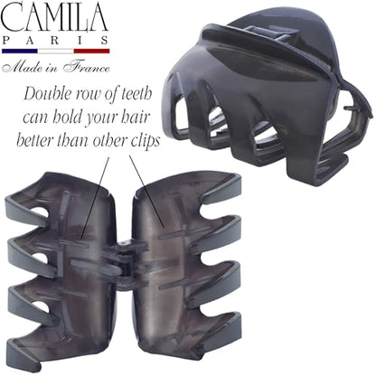 Camila Paris CP3650 French Octopus Hair Clip, 3.25" Large Claw Clips for Thick Hair, Girl Octopus Claw Clip for Women, Strong No-Slip Grip, Wide Jaw Clips for Women, Made in France - color: Grey 3.5"