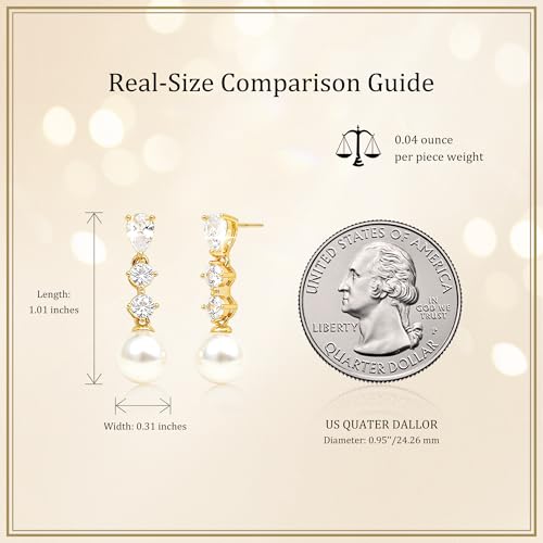 Sonateomber Gold Silver Pearl Rhinestone Dangle Earrings for Women, Elegant CZ Leaf Butterfly Bridal Earings Prom Wedding Fashion Jewelry Gift - color: Teardrop Pearl