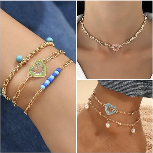 Elecrelive Crystal Heart Charms Rhinestone Heart Pendants Valentine Charms for Necklace Bracelet Earring Wedding Jewelry - color: 8 Colors, Enamel