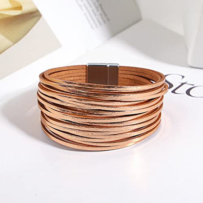 hotoo Leather Wrap Bracelet for Women - color: Champagne