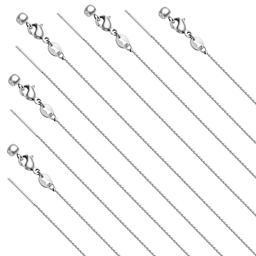 Crisjanggo 10 Pack Silver Adjustable Necklace Chain for Jewelry Making | Stainless Steel Thin Link Chains Bulk Adjustable with Needle Threader Lobster Clasps 20 Inches - color: Silver S