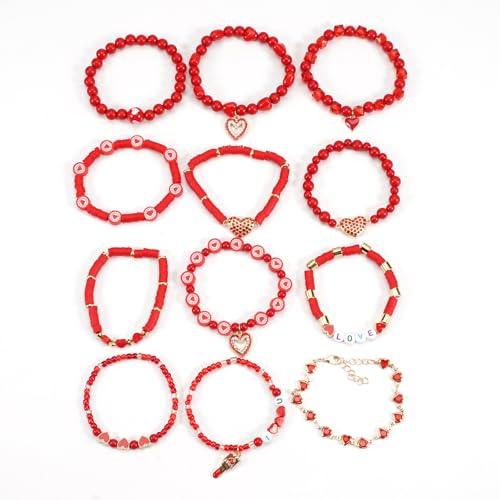 Twinfree Bohemia Beaded Bracelet for Women, Polymer Clay Stretch Bracelets - color: color 53