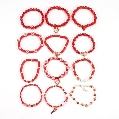 Twinfree Bohemia Beaded Bracelet for Women, Polymer Clay Stretch Bracelets - color: color 53
