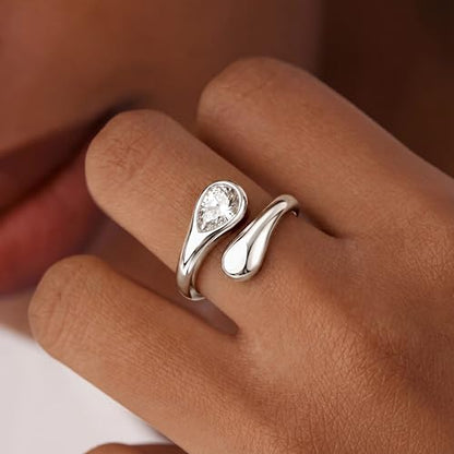 Non Tarnish Gold Chunky Rings for Women, 14K Gold Plated Statement Dome Rings Stacking Silver, Adjustable Mens Eternity Wedding Band Mixed Metal Jewelry Size 3-13 - color: Silver & Gold, size: 7, style: Diamond Love Bands(2 Pcs)