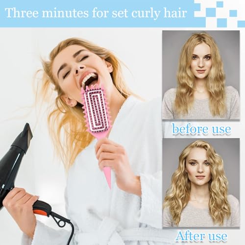 Curly Hair Brush,Curl Defining Brush,Slick Back Hair Brush,Rat Tail Comb,Edge Bristle Brush,Clip Claw,Bow,Satin Scrunchies,No Damage Hair Ties,Scarf Hair Ties,Gifts For Women,Best Gift Set(Pink) - color: Exquisite gift box（Pink)