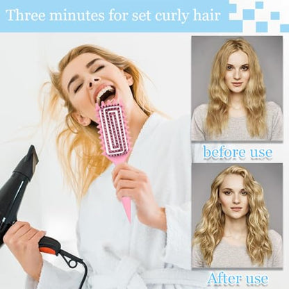 Curly Hair Brush,Curl Defining Brush,Slick Back Hair Brush,Rat Tail Comb,Edge Bristle Brush,Clip Claw,Bow,Satin Scrunchies,No Damage Hair Ties,Scarf Hair Ties,Gifts For Women,Best Gift Set(Pink) - color: Exquisite gift box（Pink)