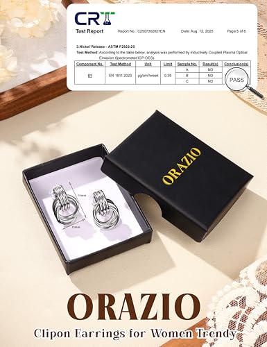 ORAZIO Clip On Earrings Women Geometric Statement Unique Non Pierced Earrings 14K Gold Plated Knot Chunky Drop Dangle Hoop Stud Clip-on Earrings for Women Trendy - color: Style C-Silver Plated