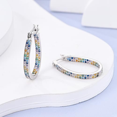 NARMO 925 Sterling Silver Earrings for Women Hypoallergenic Hoop Earrings - color: Water Drop Shaped