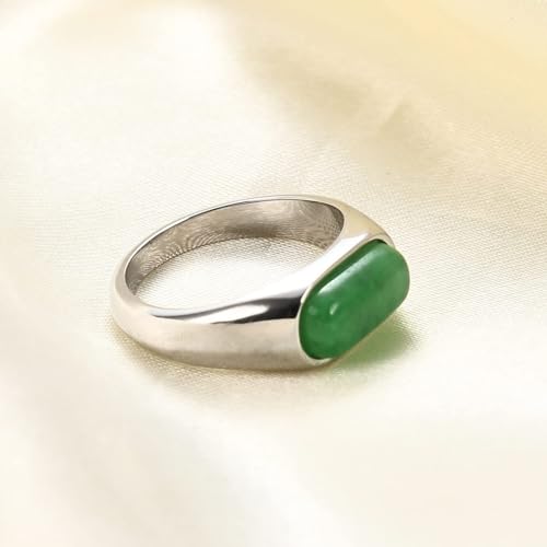 MYNENEY Signet Mens Pinky Rings Statement Wedding for Women - color: Green stone