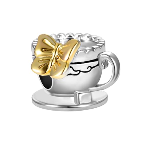 Coffee Charm Compatible with Pandora Charms Bracelets for Women Christmas - style: coffe butterfly