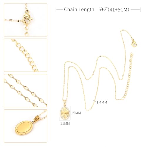 16 Inch Women's Pendant Necklace Chains - 5 Different Pendant Designs, Dainty Adjustable Chains(Gold/Silver) - color: gold4
