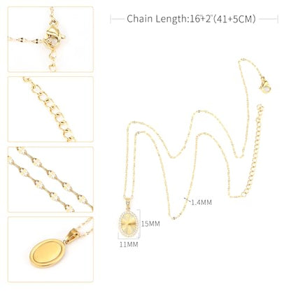 16 Inch Women's Pendant Necklace Chains - 5 Different Pendant Designs, Dainty Adjustable Chains(Gold/Silver) - color: gold4