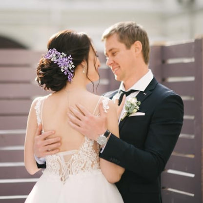 Wedding hair accessories, Bridal for piece headpiece, Bride comb（Purple） - color: Purple