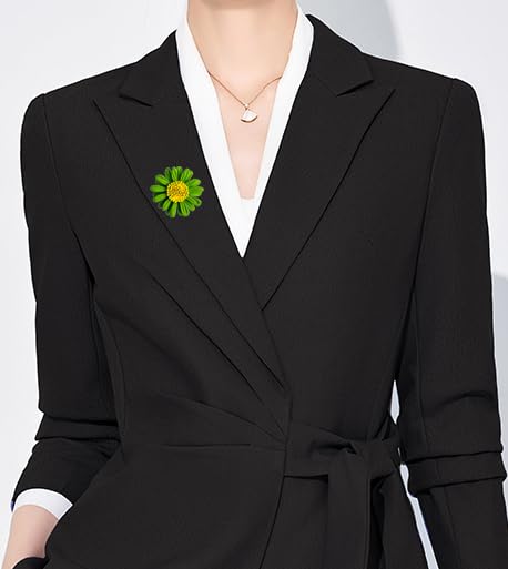 6 Pcs Daisy Flower Brooches, Sunflower Lapel Pins, Sun Flower Brooches, Floral Lapel Pins for Women Fashion Jewelry Accessories - color: Green