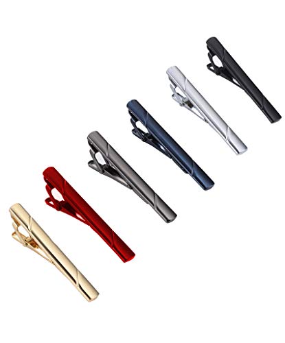 Tornito 6Pcs Tie Clips Set for Men Tie Bar Clip Set for Regular Skinny Ties Necktie Wedding Business Clips for Men - color: A:6 Pcs(2.3*0.2 inch)