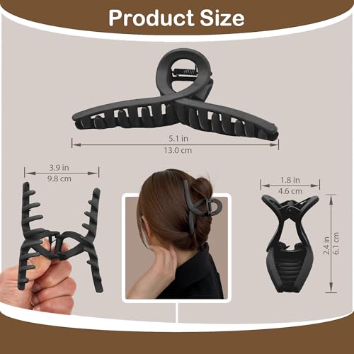 Extra Large Hair Claw Clips for Thick Hair, Big Non-Slip Claw Clips for Women, 5 Pack 5.1" Jelly & Matte Hair Clips for Long Hair (Oval-A 5pcs 5.1") - color: Oval-A 5pcs 5.1"