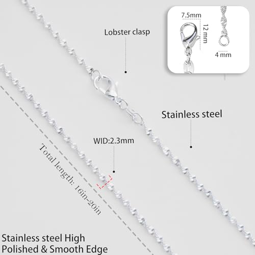 Womens Stainless Steel 18K Gold Plated Chain Necklace Jewelry Silver link Chain for Women Waterproof Never Tarnish 2/3/4mm 16 18 20 Inches - size: 16 inch, style: Twister Rope